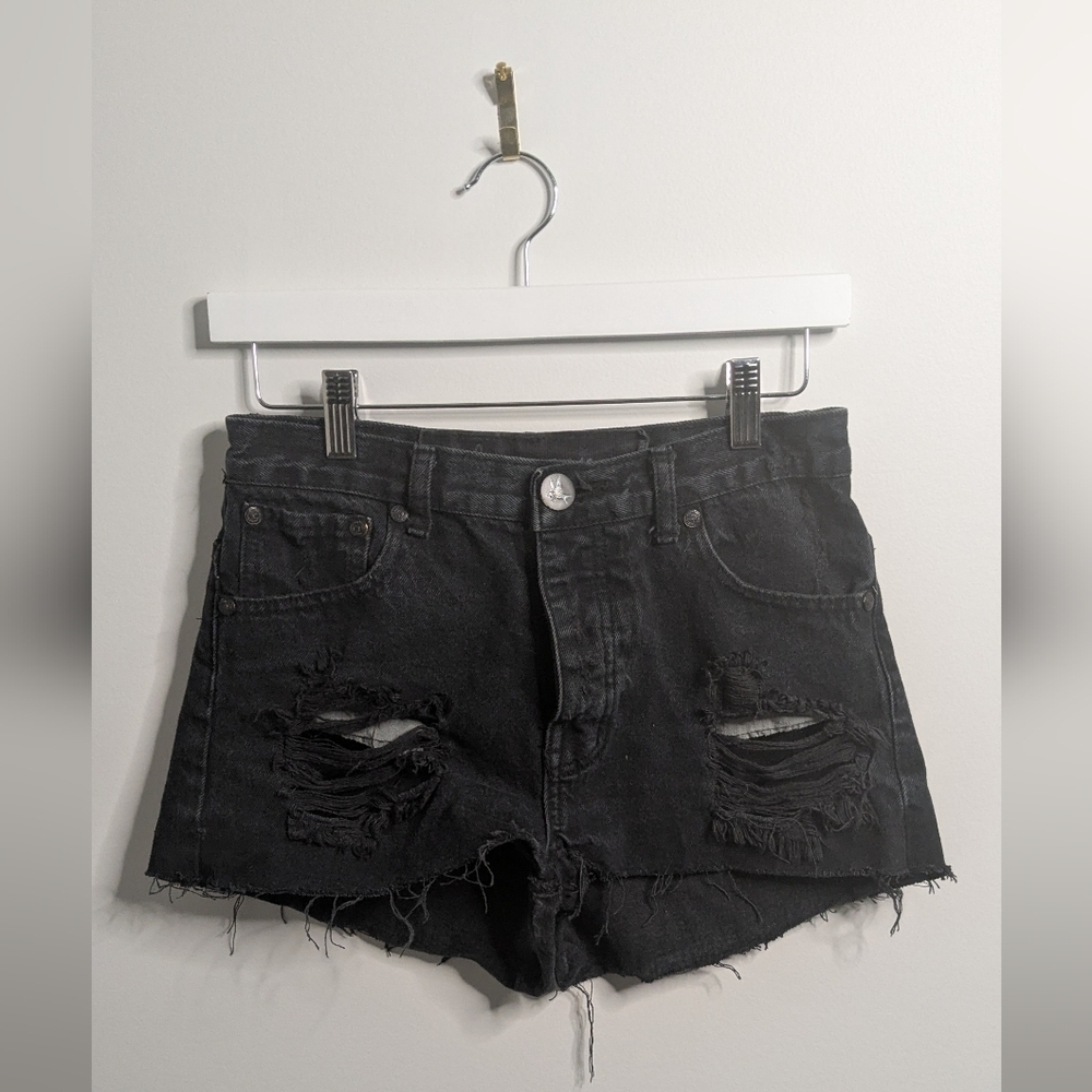 One Teaspoon Black denim cutoff jean shorts - size 26